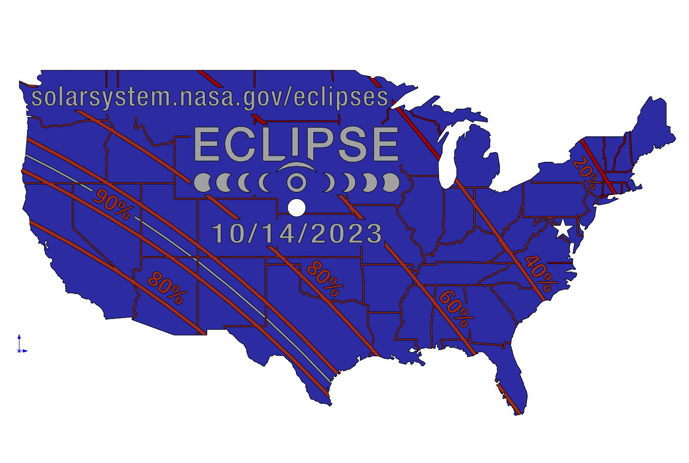 2023 Annular Solar Eclipse - USA Map - NASA Pinhole Projector